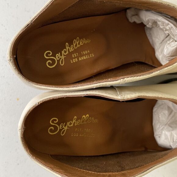 Seychelles Fancy Affair Pointed Toe Western Bootie Mule Off White Stack Heel - Picture 10 of 16